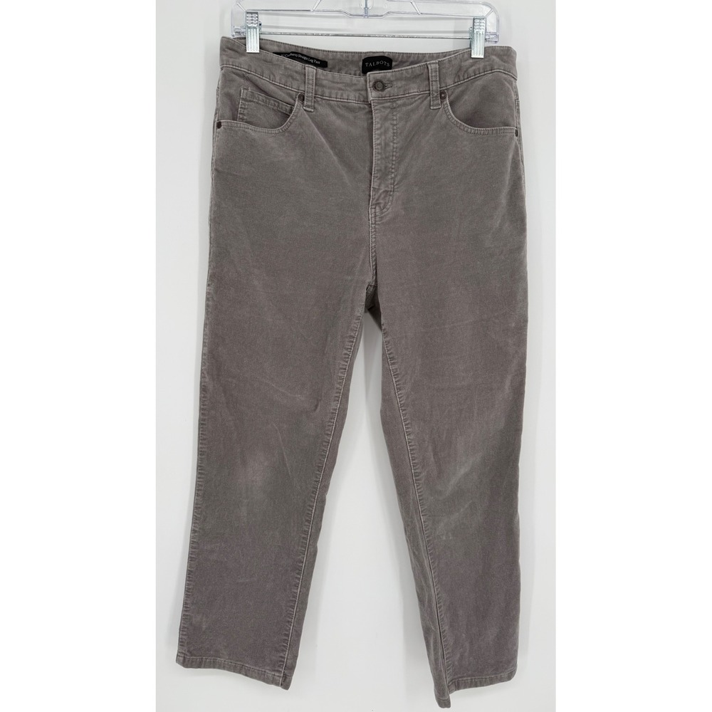 Talbots Corduroy Straight Leg Pants Gray Size 8 Heritage Classic Stretch
